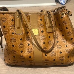 MCM Brown Logo Tote Bag